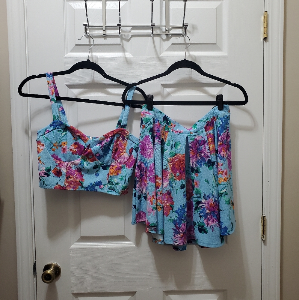 Floral two piece skirt set